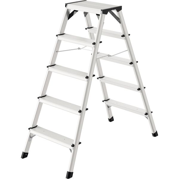 Scaletta Doppia Di Sicurezza Hailo In Alluminio D60 2 X 5 Gradini-image