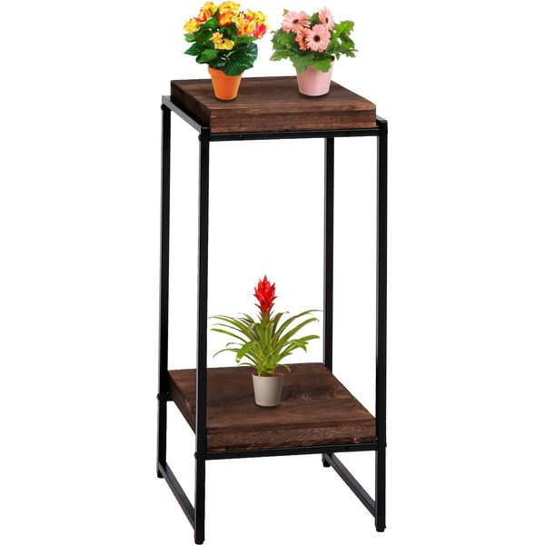 Tavolo Da Fiori HWC-K71, Scaffale Per Fiori, Scaffale Per Piante, Metallo Mdf Mvg ~ Marrone Scuro, 82Cm-image