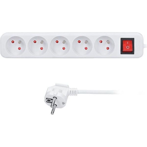 Solight Cavo Di Prolunga Bianco, Interruttore, 5 Prese, 2 M PP51-image