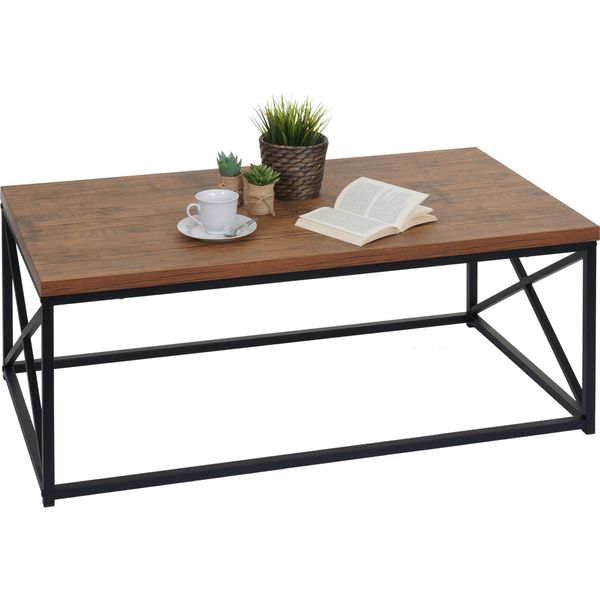 Tavolino HWC-A27, Tavolino Da Salotto Tavolino Da Divano, Struttura In Metallo 3D 44X110X60Cm, Aspetto Rovere Selvatico-image