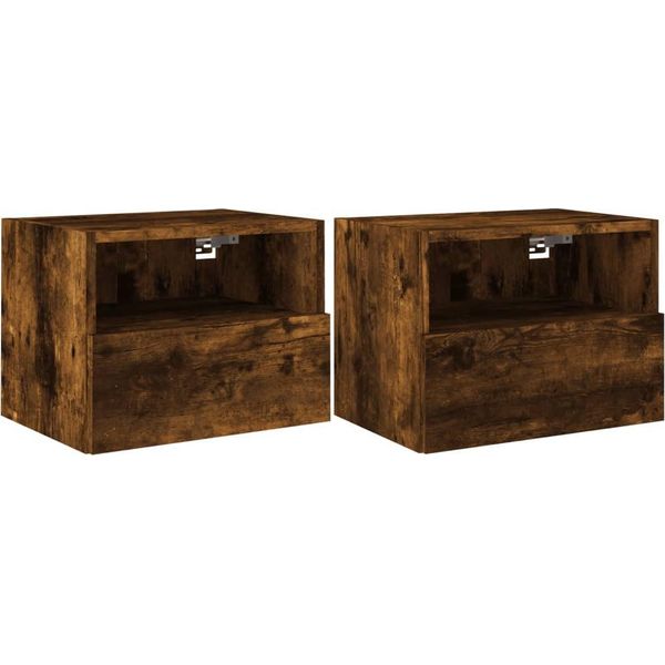 Pensili Tv 2 Pz. Rovere Fumé 40X30X30 Cm Materiale A Base Di Legno-image