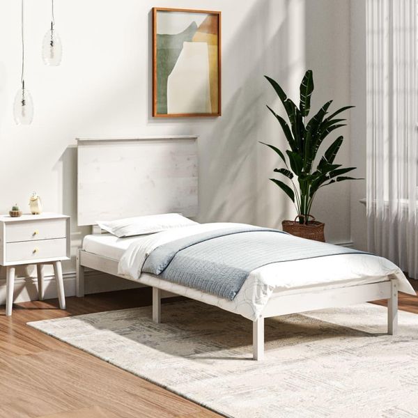 The Living Store Letto In Legno Massiccio Di Pino Bianco 90X200 Cm-image