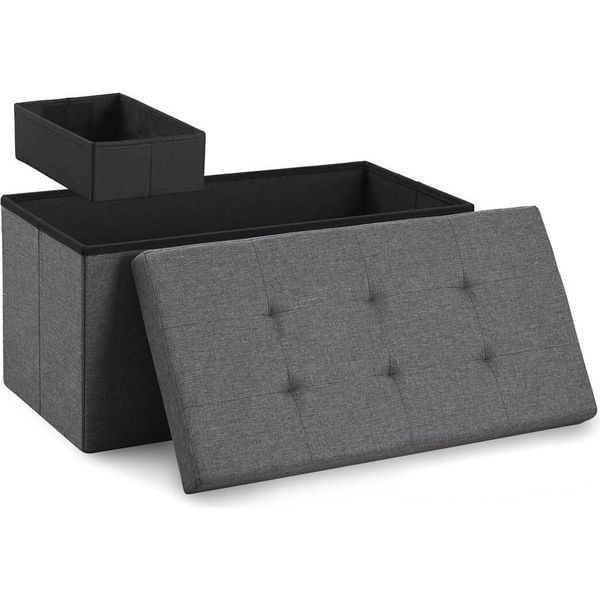 Panca Blumtal Con Contenitore + Box Extra - Panca Con Contenitore 76X38X38 Cm - Cassapanca Con Contenitore Antracite-image
