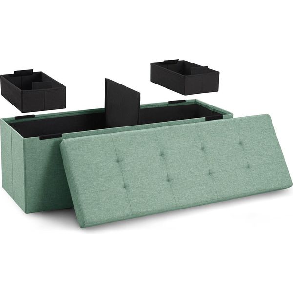 Panca Blumtal Con Contenitore + 2 Scatole Extra - Panca Con Contenitore 110X38X38 Cm - Cassapanca Con Contenitore Turchese-image