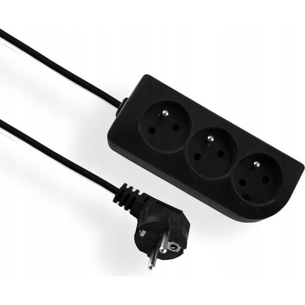Cavo Di Prolunga Con Messa A Terra, Nero, 3 Prese, 3 M Omy 3X1 Elgotech EPS-303-2-image