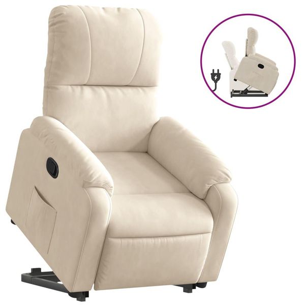 Syfax™ Poltrona Alzapersona Reclinabile Beige In Tessuto Microfibra-image
