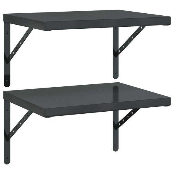 Syfax™ Mensole A Muro 2 Pz 50X40 Cm Nero In Acciaio Inossidabile-image