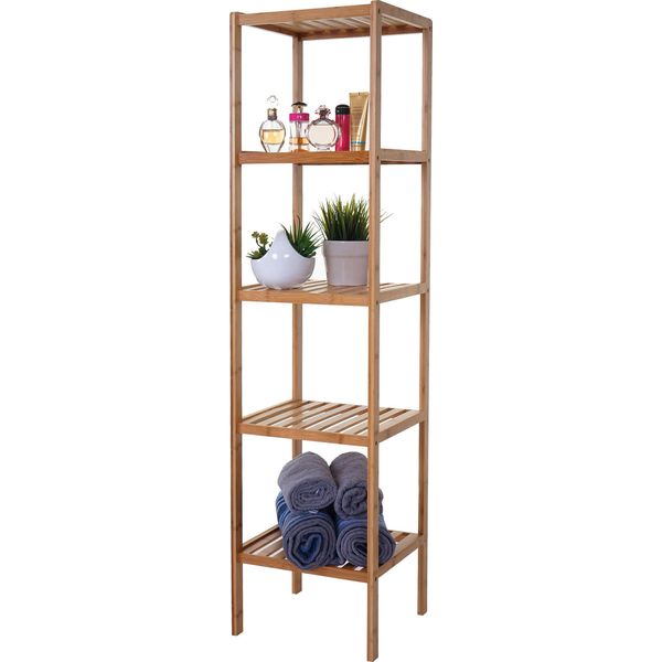 Scaffale Da Bagno HWC-B18, Scaffale Per Mobile Da Bagno, Bambù ~ 140X34X33Cm-image
