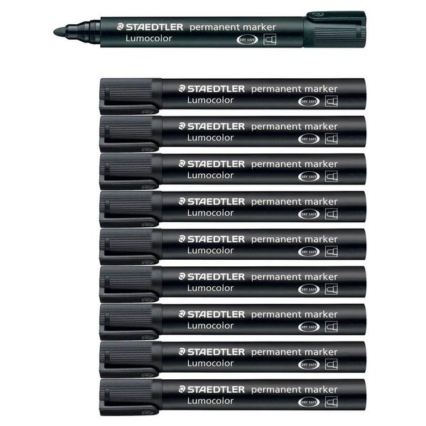Staedtler 352-9 10X Marcatore Permanente Lumocolor Nero 2,0 Mm-image