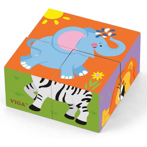 Viga Puzzle Di Legno Zoo Puzzle 4 Blocchi-image