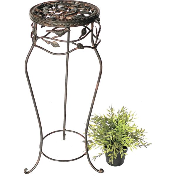 Sgabello Per Fiori In Metallo Nero Rotondo Da 65 Cm Portafiori 18215 Colonna Per Fiori Portapiante Antico Sgabello Per Piante Vintage-image
