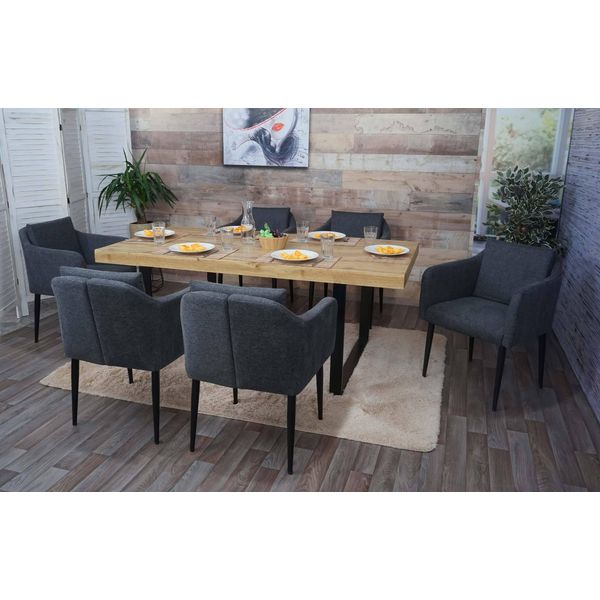 Set Di 6 Sedie Da Pranzo HWC-H93, Sedia Da Cucina Poltrona Sedia ~ Tessuto/Tessuto Grigio Scuro-image
