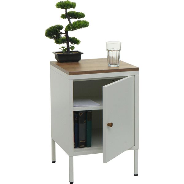 Comodino HWC-L84, Comodino Cassettiera Mobile Laterale, Metallo 63X40X40Cm, Rivestito In Melaminico ~ Bianco-image
