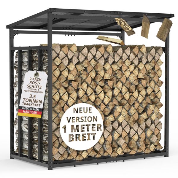 Rastrelliera Per Legna Da Ardere 185X105X185 Cm In Metallo Zincato Con Tetto Antracite – Rifugio Da Giardino Resistente Per Legna Da Esterno-image