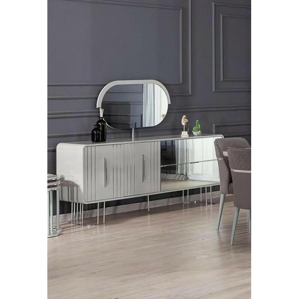 Credenza Con Specchio Credenza Cassettiera Legno Mobile In Legno Design Bianco-image