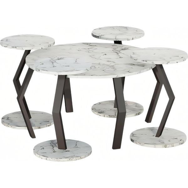 Elegante Tavolino In Legno Bianco Con Tavolini In Stile Moderno-image