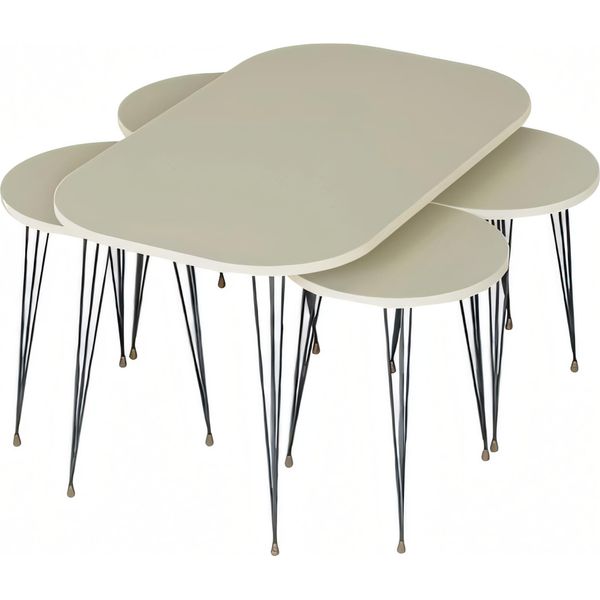 Elegante Set Di Tavolini In Legno Beige Per Un Soggiorno Moderno-image