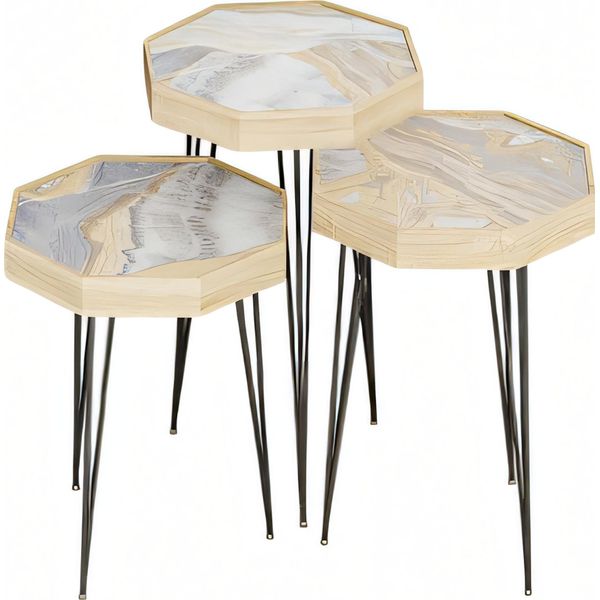 Elegante Tavolino In Legno Grigio In Stile Moderno-image