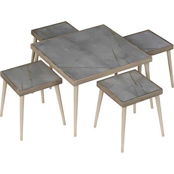Set Da Salotto Moderno Grigio In Legno E Mdf-image