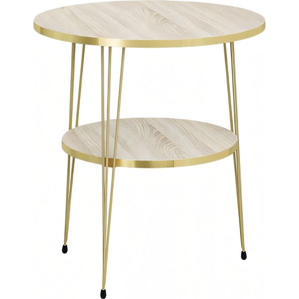 Tavolino In Metallo Beige In Stile Moderno Ed Elegante-image