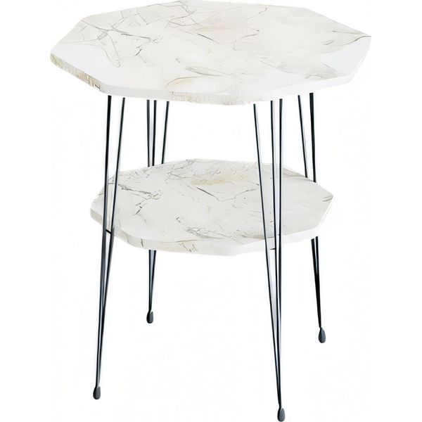 Tavolino Classico In Metallo Bianco Moderno-image