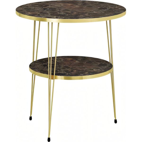 Tavolino In Metallo Marrone In Stile Moderno Ed Elegante-image