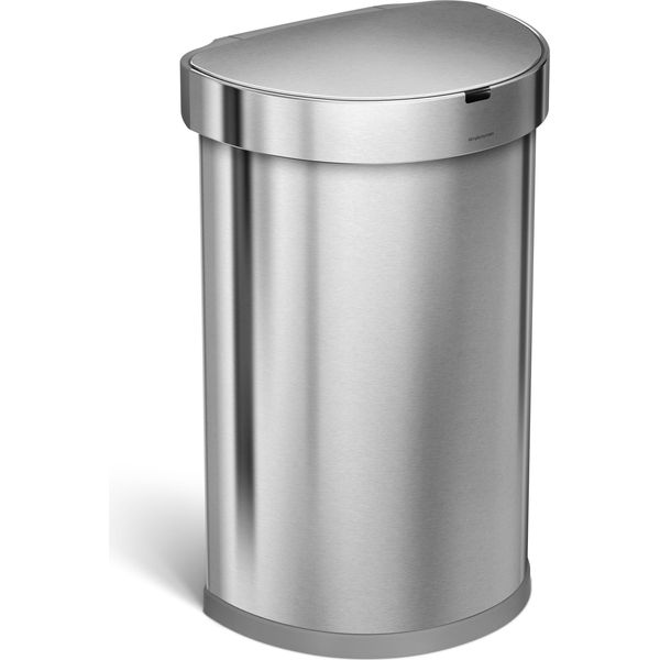 Simplehuman Cestino Per Rifiuti Unisex 45L A Sensore Semicircolare Con Scomparto Per Sacchetti In Acciaio Inox-image