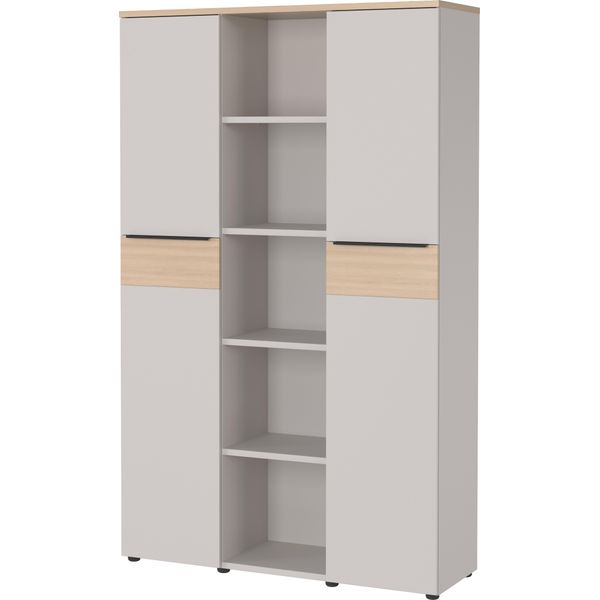 Aktenschrank Germania "Gw-Oviedo", Grau (Kaschmir, Lindberg, Eiche, Nachbildung), B:120Cm H:197Cm T:40Cm, Holzwerkstoff, Metall, SchräNke, Mit Verstellbaren EinlegeböDen-image