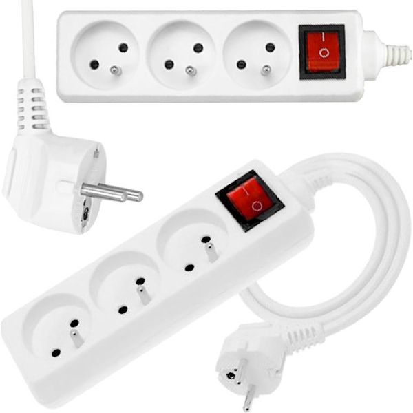 Cavo Di Prolunga Con Messa A Terra E Interruttore, Bianco, A 3 Vie, 3M Omy 3X1 Elgotech EPS-303W-image