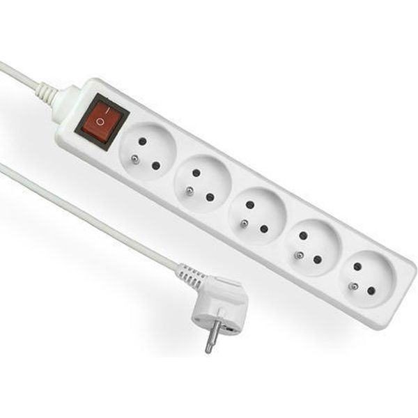 Cavo Di Prolunga Con Messa A Terra E Interruttore, Bianco, 5 Vie, Con/Senza 1,5 M Omy 3X1 Elgotech EPS-501.5W-image