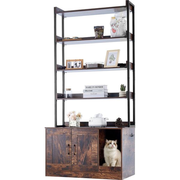 Armadio Per Gatti Lettiera Per Gatti Casa Per Gatti Scaffale A 4 Livelli 850X490X1836Mm 68Kg-image