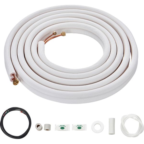 Succebuy Set Di Linee Mini Split Da 7620 Mm, Tubo Di Rame Con Diametro Esterno Di 6,4 E 9,5 E Isolamento A Tre Strati, Per Condizionamento/Pompa Di Calore E Hvac, Compresi 27 Piedi Di Cavo Di Collegamento E Accessori-image