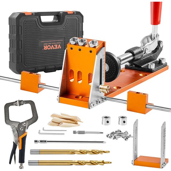 Kit Di Dime Per Fori A Tre Tasche Con Chiavi E Punte Quadrate, Ausilio Per Tassellare Dima Di Foratura Per La Realizzazione Di Fori A Tasca E Fori Angolati, Ausilio Per La Foratura Per La Lavorazione Del Legno-image
