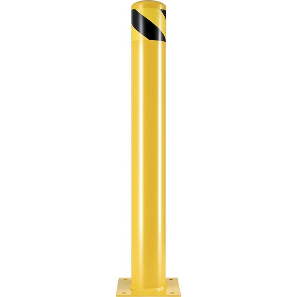 Succebuy Dissuasore Di Sicurezza, Diametro Esterno 4,5 Pollici, Altezza 107 Cm, Rivestimento A Polvere Giallo, Acciaio Q235, Barriera Di Sicurezza Con Bulloni Di Ancoraggio Per Aree Di Traffico-image
