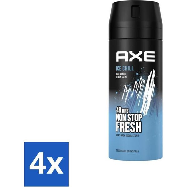 Ax – Deodorante Spray Per Il Corpo – 48 Ore Di Freschezza – Ice Chill – Menta Ghiacciata E Limone – 150 Ml - Confezione Risparmio - 4 Pezzi-image