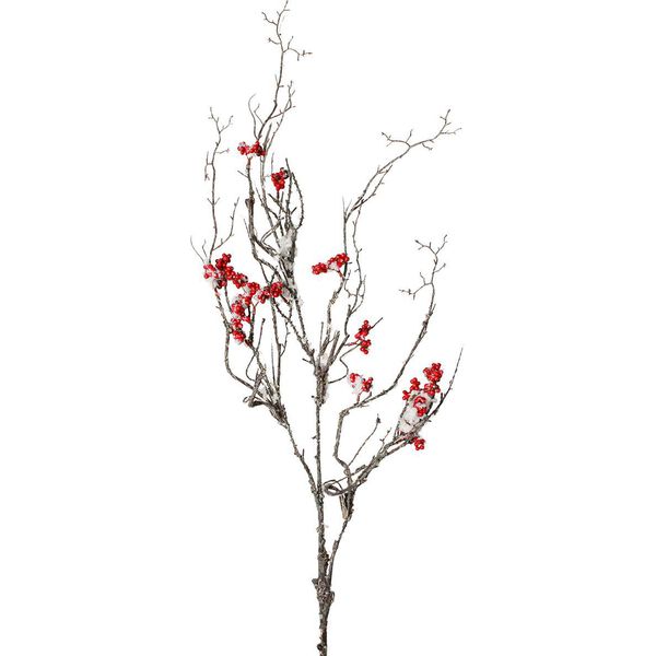 Ramo Artificiale Rosso Neve 130 Cm Decorazione Natalizia Bacche-image