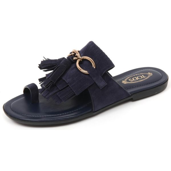 C9102 Infradito Donna Tod's Scarpa Sandalo Blu Frangia Blu Shoe Woman-image