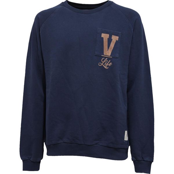 8519J Felpa Uomo V Life Blue Cotone Vintage Sweatshirt Man-image
