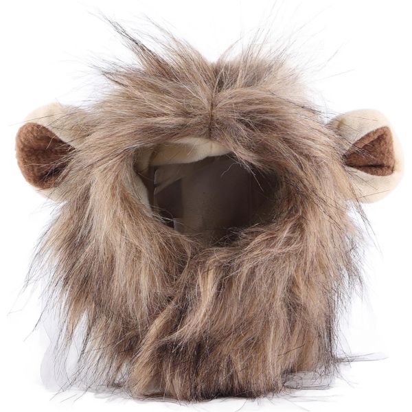 Parrucca Con Criniera Di Leone Per Gatto Cintura Su Vestiti Di Capelli Carino Divertente Copricapo Animale Domestico Costumi Pelosi Gatti Piccoli Cani Cappuccio M-image