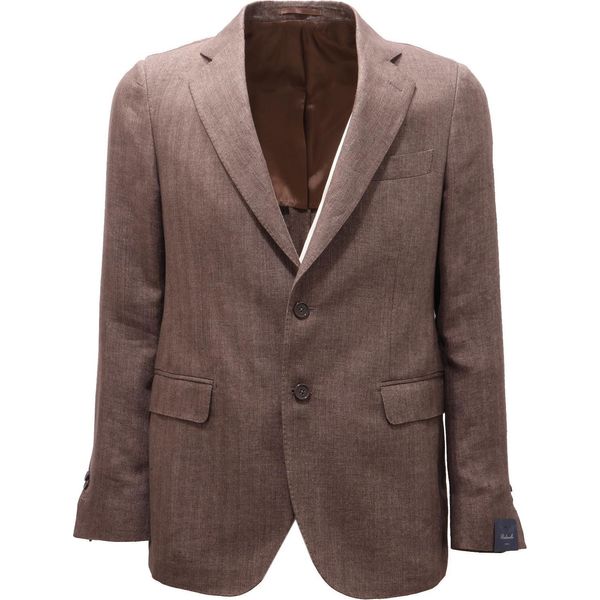2144AG Giacca Uomo Bastianello Brown Herringbone Linen Jacket Man-image