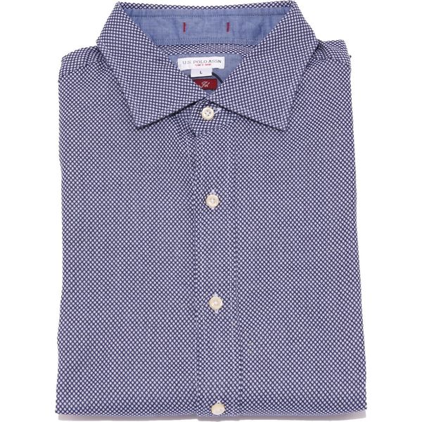 3778K Camicia Uomo U.S. Polo Assn. Slim Fit Blu/White Shirt Cotone Man-image