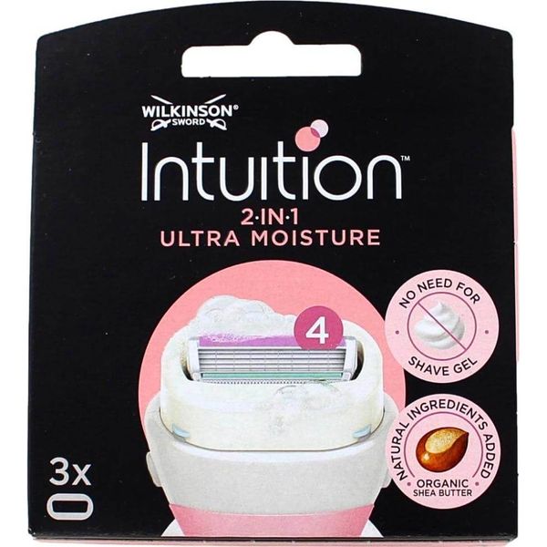 Wilkinson Intuition 2-In-1 Confezione Di Ricarica Per Lamette - Burro Di Karité - Rade E Ammorbidisce La Pelle - 3 Lamette - 1 Pezzo-image