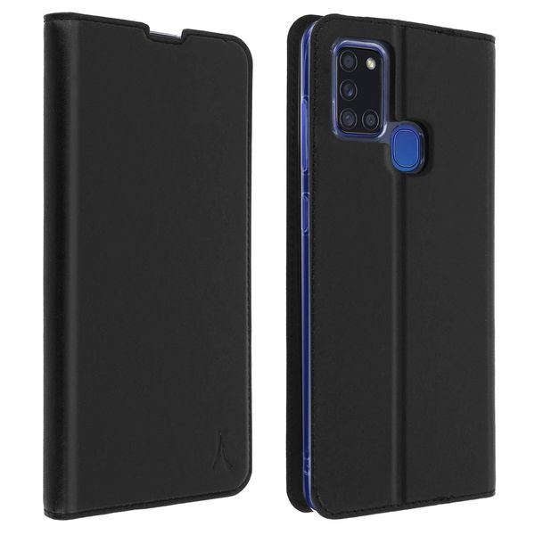Akashi, Custodia Flip Akashi Con Scomparto E Funzione Stand Per Samsung Galaxy A21S, Nero-image