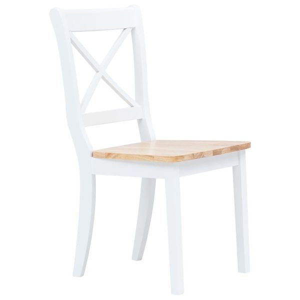 Vidaxl Sedie Da Pranzo 2 Pezzi Bianco Legno Chiaro Legno Massiccio Albero Di Gomma-image