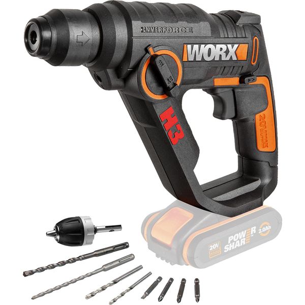 Worx WX390.9 Martello Pneumatico Sds Plus Trapano Avvitatore A Batteria 20V BaulöWe-image