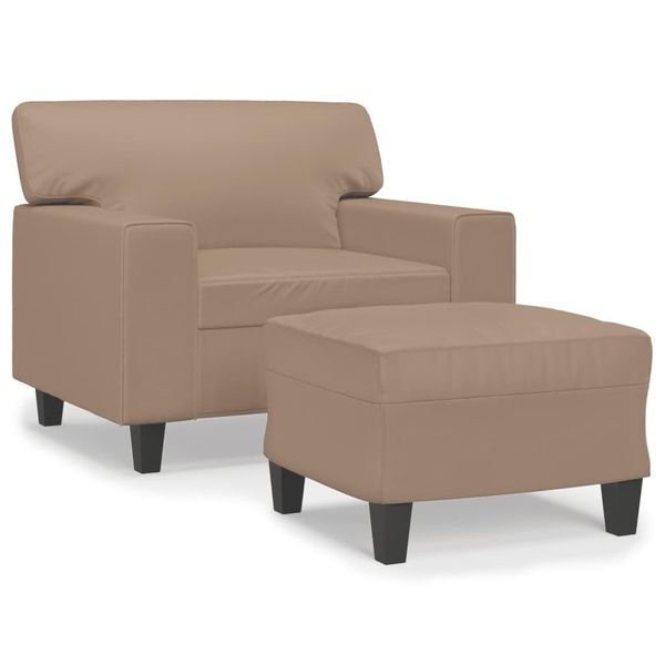 Syfax™ Poltrona Con Poggiapiedi Cappuccino 60 Cm In Pelle Finta-image