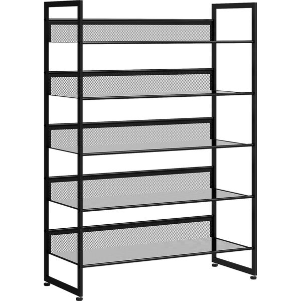 Homcom Scarpiera, Scarpiera A 5 Livelli, Scarpiera Per Max. 15 Paia Di Scarpe, Organizzatore Di Scarpe Con Maniglia Per Ingresso, Camera Da Letto, Acciaio-image