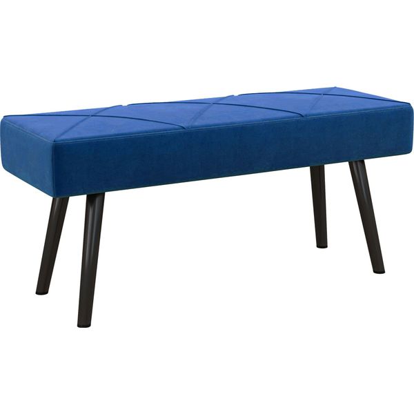 Homcom Bench Panca Imbottita In Look Velluto, Panca Da Letto Con Motivo A X, Gambe In Acciaio, Panca Per Scarpe Per Camera Da Letto, Soggiorno, Corridoio, 100 X 36 X 45 Cm, Blu-image
