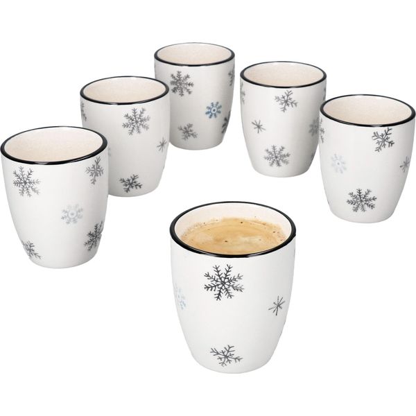 6X Tazza Olove Mocha 120Ml In Gres Fiocco Di Neve Tazza Di Natale-image