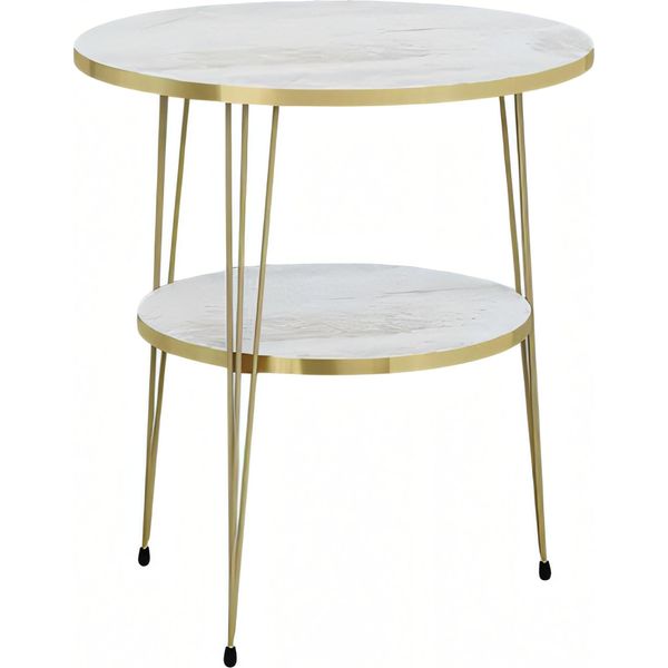 Tavolino In Metallo Beige Moderno Ed Elegante Da Salotto-image